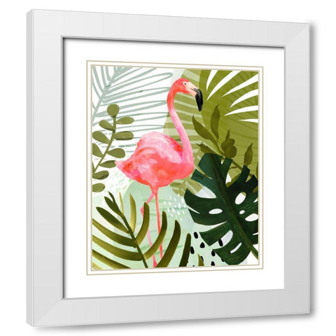 Flamingo Forest II White Modern Wood Framed Art Print with Double Matting by Borges, Victoria
