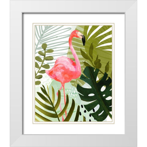 Flamingo Forest II White Modern Wood Framed Art Print with Double Matting by Borges, Victoria