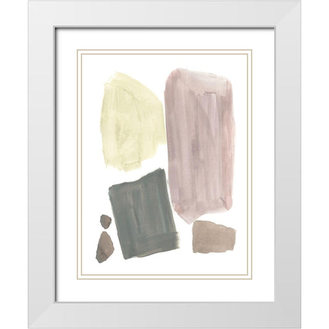 Muted Mod Shapes IV White Modern Wood Framed Art Print with Double Matting by Goldberger, Jennifer