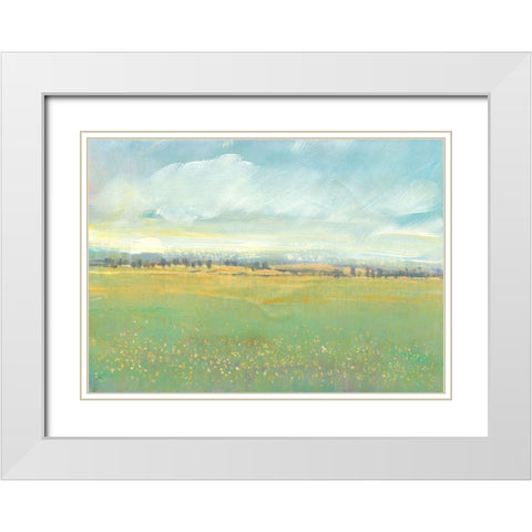 Soft Meadow Light II White Modern Wood Framed Art Print with Double Matting by OToole, Tim