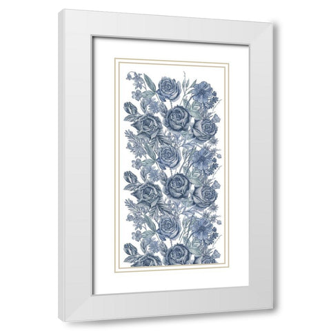 Ice Blue Botanical I White Modern Wood Framed Art Print with Double Matting by Wang, Melissa