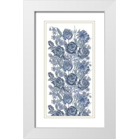 Ice Blue Botanical I White Modern Wood Framed Art Print with Double Matting by Wang, Melissa