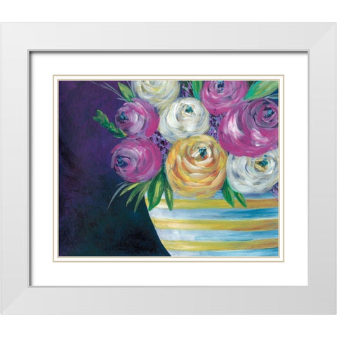 Cotton Candy Floral I White Modern Wood Framed Art Print with Double Matting by Moore, Regina