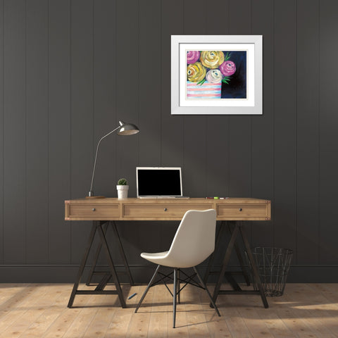 Cotton Candy Floral II White Modern Wood Framed Art Print with Double Matting by Moore, Regina