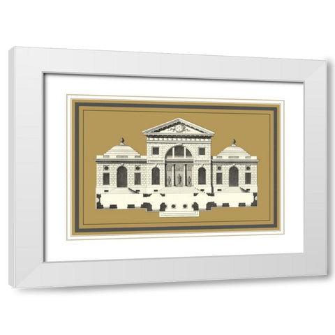 Grand Facade II White Modern Wood Framed Art Print with Double Matting by Deneufforge