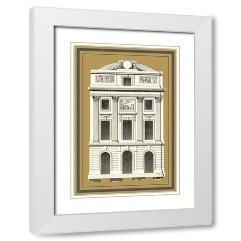 Grand Facade IV White Modern Wood Framed Art Print with Double Matting by Deneufforge