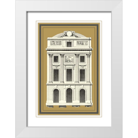 Grand Facade IV White Modern Wood Framed Art Print with Double Matting by Deneufforge