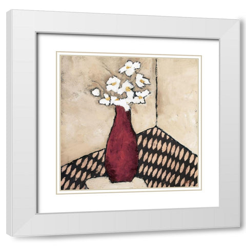 Retro Red Vase White Modern Wood Framed Art Print with Double Matting by Bagnato, Judi