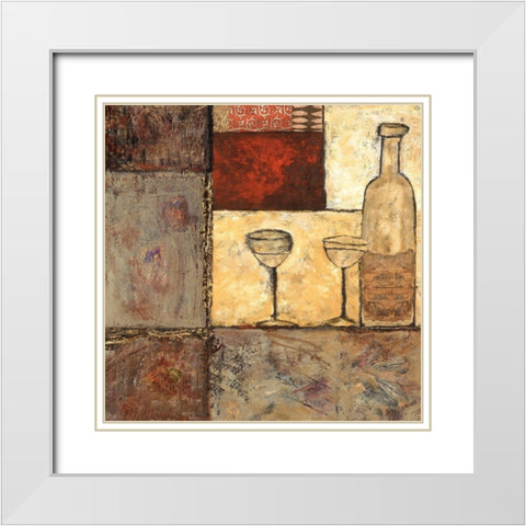 Wine for Two I White Modern Wood Framed Art Print with Double Matting by Franklin, Elizabeth