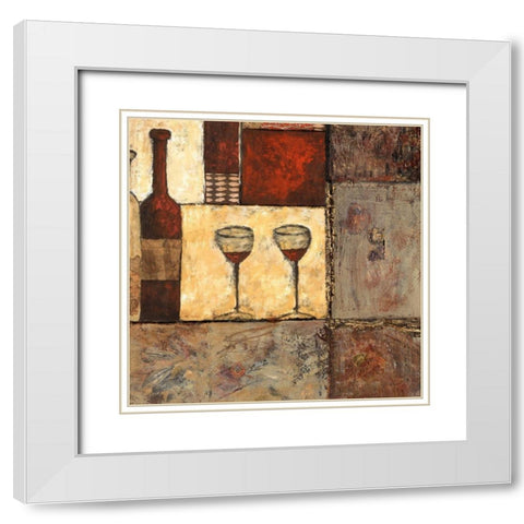 Wine for Two II White Modern Wood Framed Art Print with Double Matting by Franklin, Elizabeth