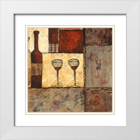 Wine for Two II White Modern Wood Framed Art Print with Double Matting by Franklin, Elizabeth