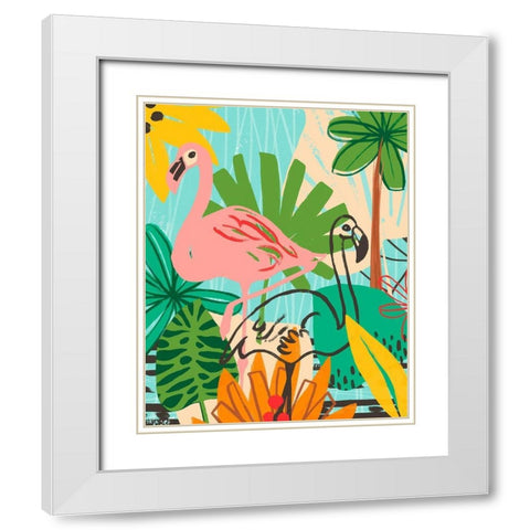 Graphic Jungle VI White Modern Wood Framed Art Print with Double Matting by Vess, June Erica