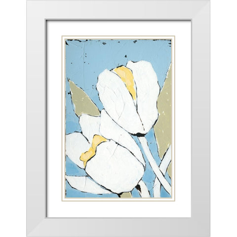 White Tulip Triptych I White Modern Wood Framed Art Print with Double Matting by Reynolds, Jade