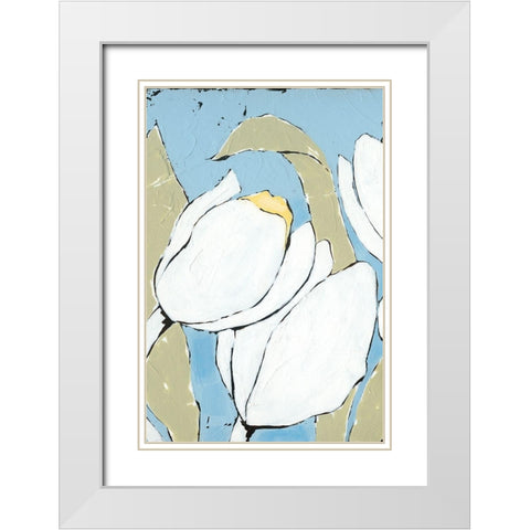 White Tulip Triptych II White Modern Wood Framed Art Print with Double Matting by Reynolds, Jade