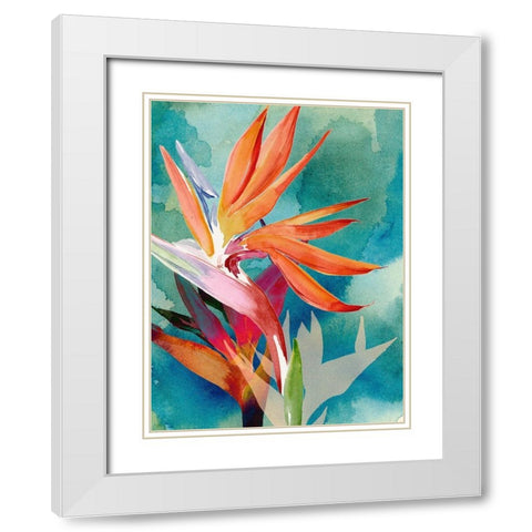 Vivid Birds of Paradise II White Modern Wood Framed Art Print with Double Matting by Parker, Jennifer Paxton