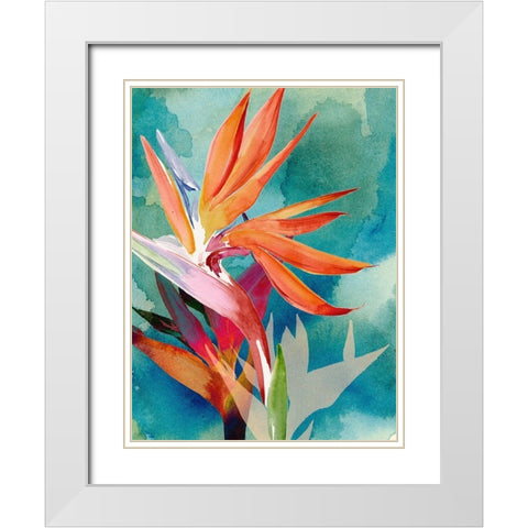 Vivid Birds of Paradise II White Modern Wood Framed Art Print with Double Matting by Parker, Jennifer Paxton