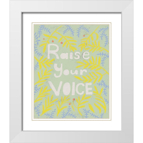 Her Voice I White Modern Wood Framed Art Print with Double Matting by Zarris, Chariklia