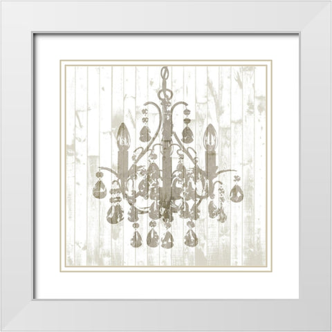 Shiplap Chandelier I White Modern Wood Framed Art Print with Double Matting by Goldberger, Jennifer