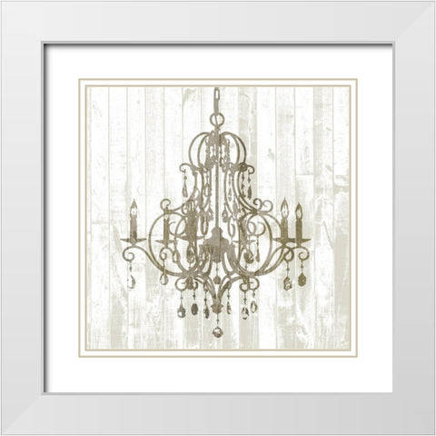 Shiplap Chandelier II White Modern Wood Framed Art Print with Double Matting by Goldberger, Jennifer