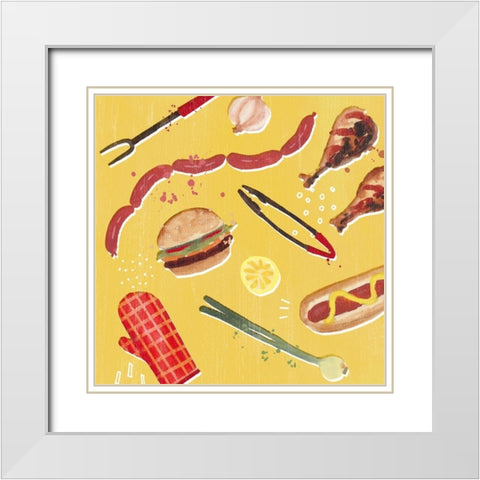 Throw it on the Grill III White Modern Wood Framed Art Print with Double Matting by Borges, Victoria