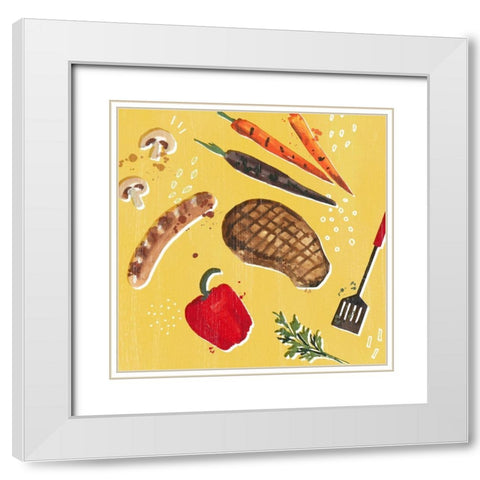 Throw it on the Grill IV White Modern Wood Framed Art Print with Double Matting by Borges, Victoria
