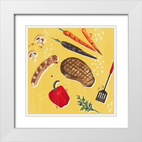 Throw it on the Grill IV White Modern Wood Framed Art Print with Double Matting by Borges, Victoria