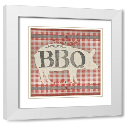 Gingham BBQ I White Modern Wood Framed Art Print with Double Matting by Vess, June Erica