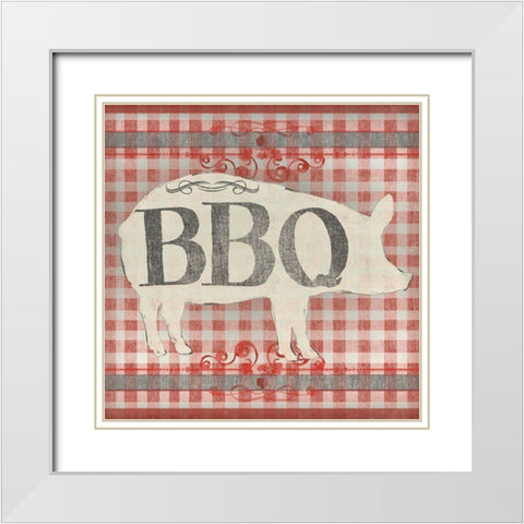 Gingham BBQ I White Modern Wood Framed Art Print with Double Matting by Vess, June Erica