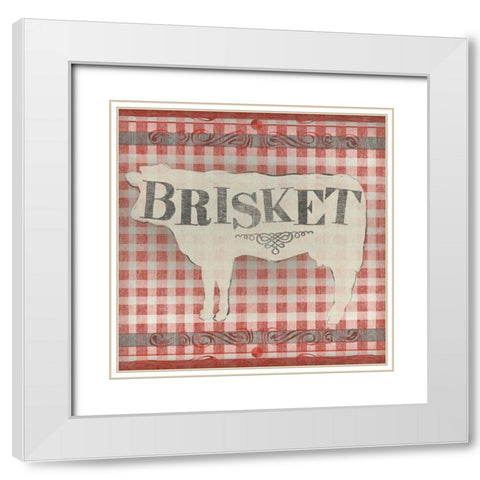 Gingham BBQ II White Modern Wood Framed Art Print with Double Matting by Vess, June Erica