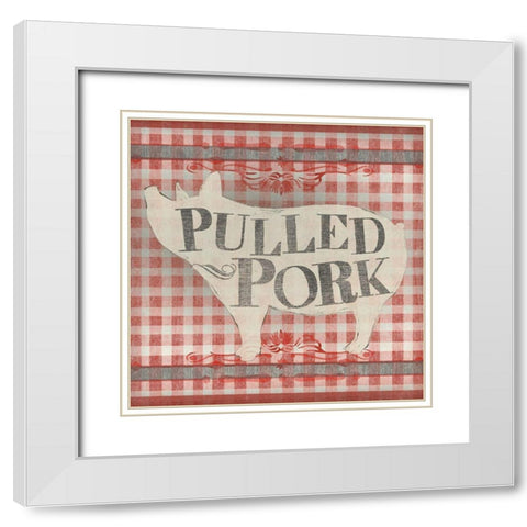Gingham BBQ IV White Modern Wood Framed Art Print with Double Matting by Vess, June Erica
