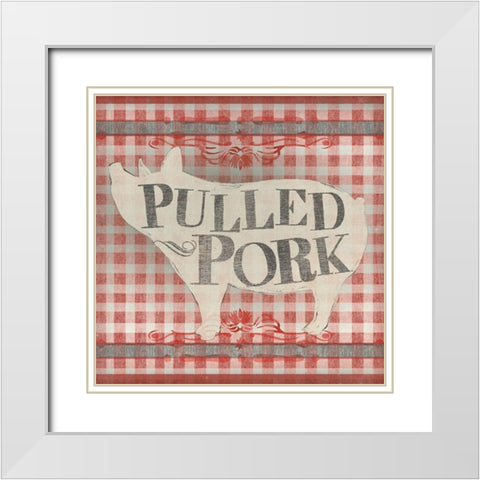 Gingham BBQ IV White Modern Wood Framed Art Print with Double Matting by Vess, June Erica