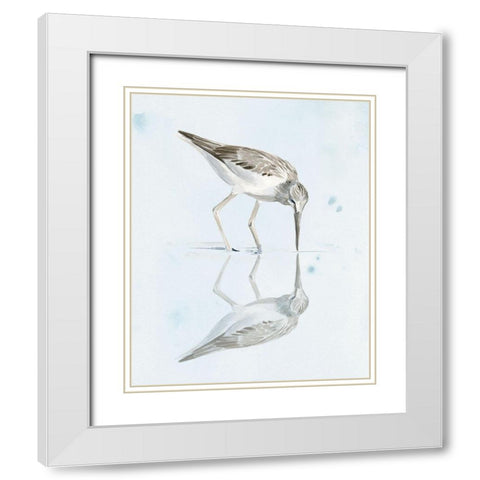 Sandpiper Reflections I White Modern Wood Framed Art Print with Double Matting by Parker, Jennifer Paxton