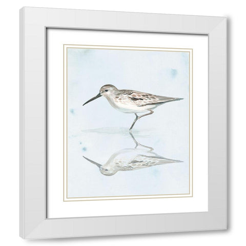 Sandpiper Reflections II White Modern Wood Framed Art Print with Double Matting by Parker, Jennifer Paxton