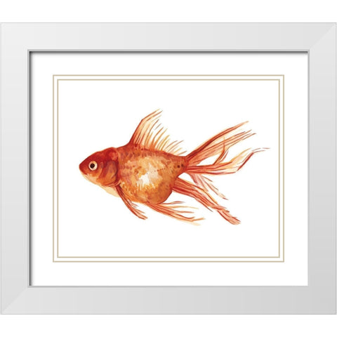 Ornamental Goldfish I White Modern Wood Framed Art Print with Double Matting by Scarvey, Emma