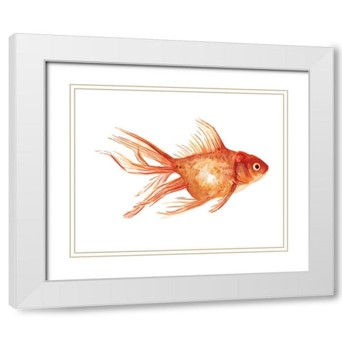 Ornamental Goldfish II White Modern Wood Framed Art Print with Double Matting by Scarvey, Emma