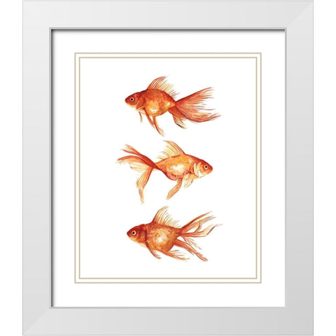 Ornamental Goldfish III White Modern Wood Framed Art Print with Double Matting by Scarvey, Emma