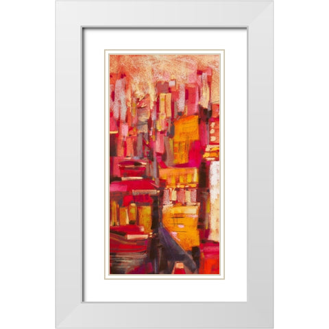 Pink City Sunrise I White Modern Wood Framed Art Print with Double Matting by Gardner, Jennifer