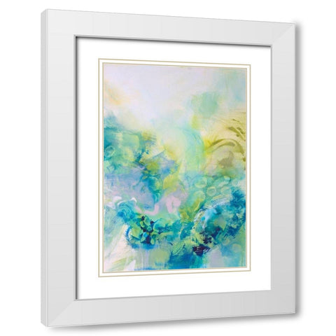 Turquoise Flow I White Modern Wood Framed Art Print with Double Matting by Gardner, Jennifer