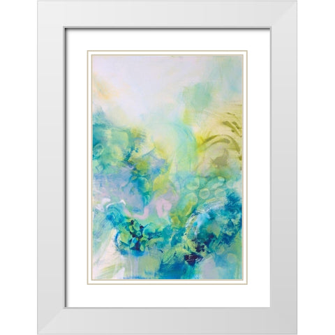 Turquoise Flow I White Modern Wood Framed Art Print with Double Matting by Gardner, Jennifer