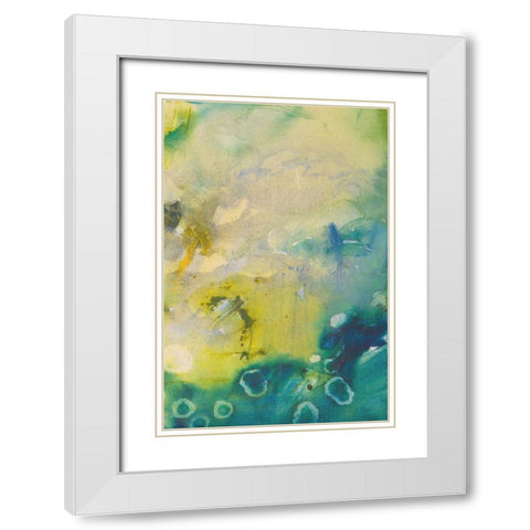 Turquoise Flow III White Modern Wood Framed Art Print with Double Matting by Gardner, Jennifer