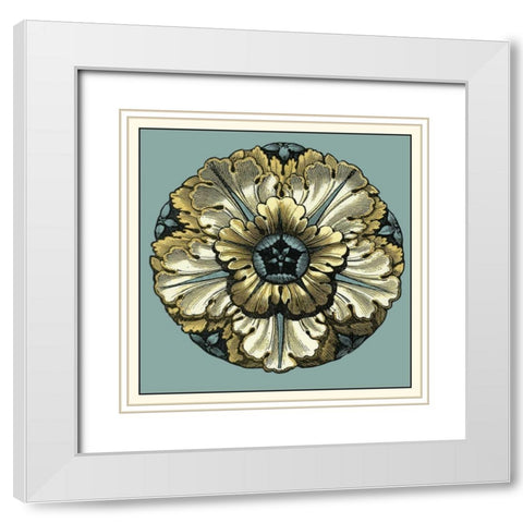 Floral Medallion V White Modern Wood Framed Art Print with Double Matting by Vision Studio