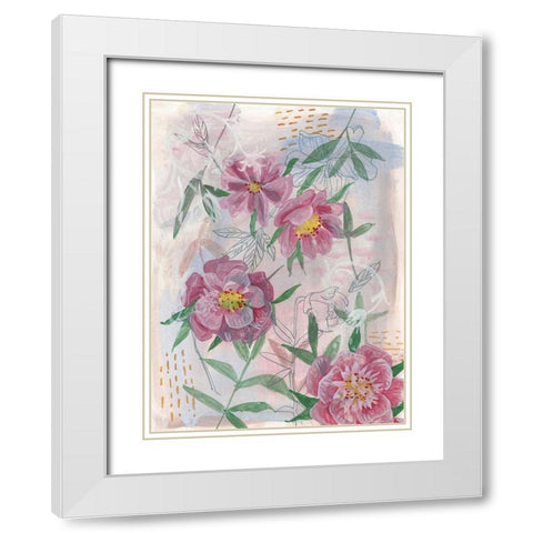 Spring Composition I White Modern Wood Framed Art Print with Double Matting by Wang, Melissa