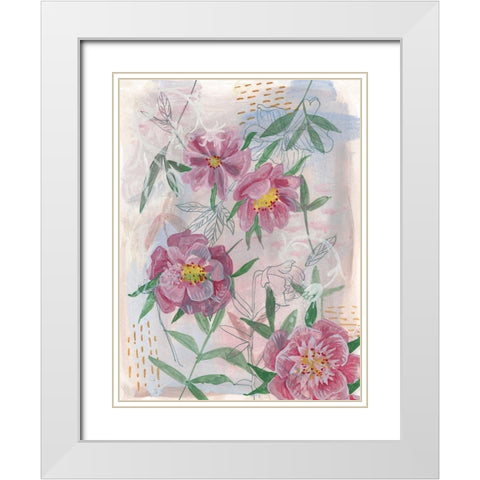 Spring Composition I White Modern Wood Framed Art Print with Double Matting by Wang, Melissa