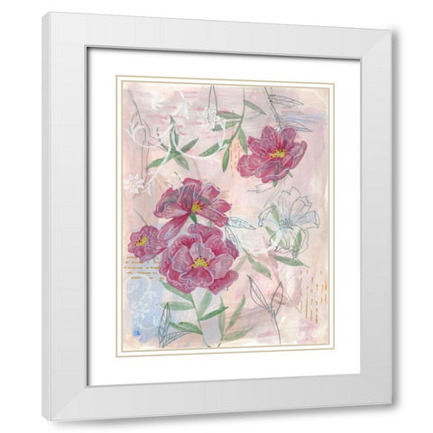 Spring Composition II White Modern Wood Framed Art Print with Double Matting by Wang, Melissa