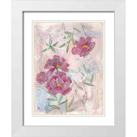 Spring Composition II White Modern Wood Framed Art Print with Double Matting by Wang, Melissa