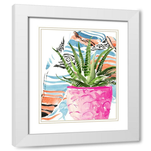 Zebra Succulent I White Modern Wood Framed Art Print with Double Matting by Parker, Jennifer Paxton