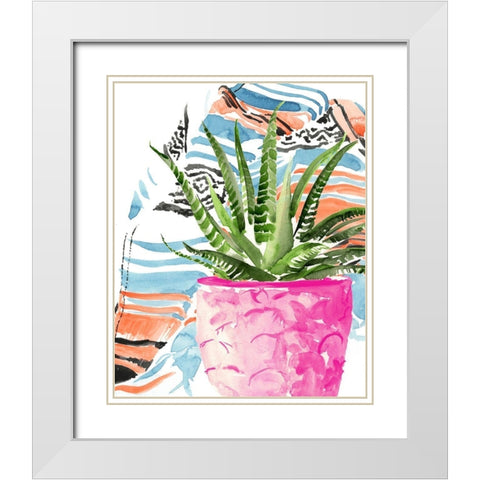 Zebra Succulent I White Modern Wood Framed Art Print with Double Matting by Parker, Jennifer Paxton