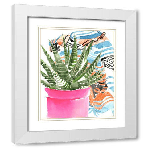 Zebra Succulent II White Modern Wood Framed Art Print with Double Matting by Parker, Jennifer Paxton