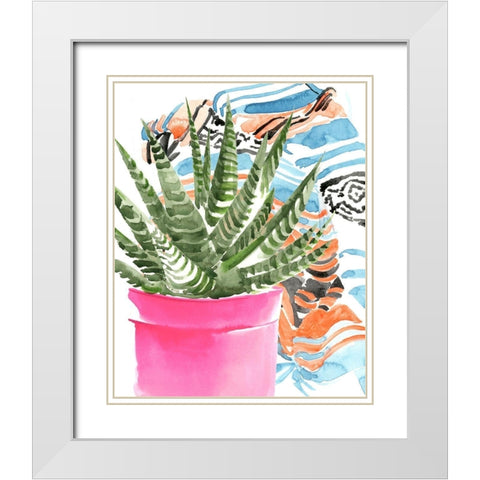 Zebra Succulent II White Modern Wood Framed Art Print with Double Matting by Parker, Jennifer Paxton