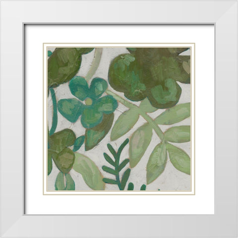 Greenery II White Modern Wood Framed Art Print with Double Matting by Zarris, Chariklia